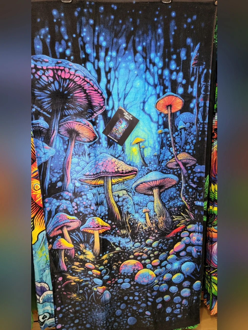 Summer Deal🏷 Cotton Mystical Blue Mushroom Beach Towel Or Vibrant Home Decor
